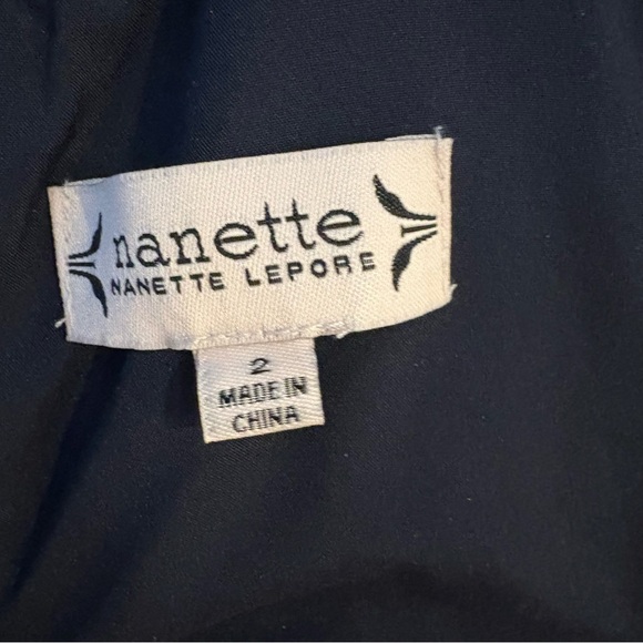 HP🎉 NANETTE Nanette Lepore Mock Neck Pleated Sleeveless Midi Dress Navy Size 2 - Picture 5 of 6